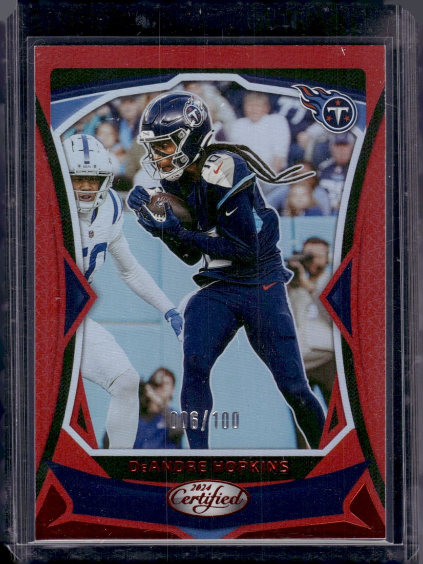 DeAndre Hopkins Red Mirror /100 2024 Certified #33 Titans, Ravens: Panini Select, Prizm, Mosaic, Contenders, Zenith, Phoenix, Illusions, Absolute, Rookie NFL Sports Trading Cards, SP, SSP, Cards, Football Cards for Sale Near Me, Superbowl & Hall of Fame Player Cards,
