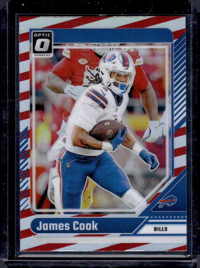 James Cook Freedom Prizm SP 2024 Donruss Optic #20 Buffalo Bills: Panini Select, Prizm, Mosaic, Contenders, Zenith, Phoenix, Illusions, Absolute, Rookie NFL Sports Trading Cards, SP, SSP, Cards, Football Cards for Sale Near Me, Superbowl & Hall of Fame Player Cards,