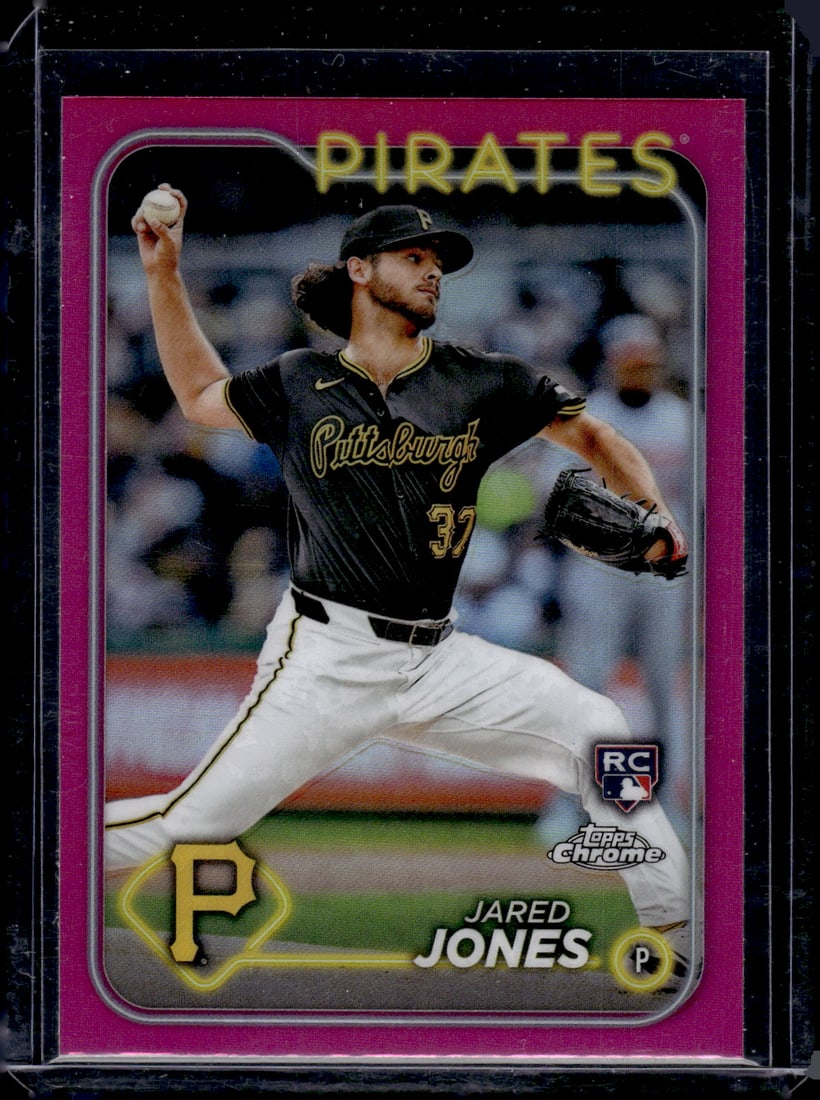 Jared Jones Rookie Card Pink Refractor 2024 Topps Chrome #96 Pirates (1 of 2)