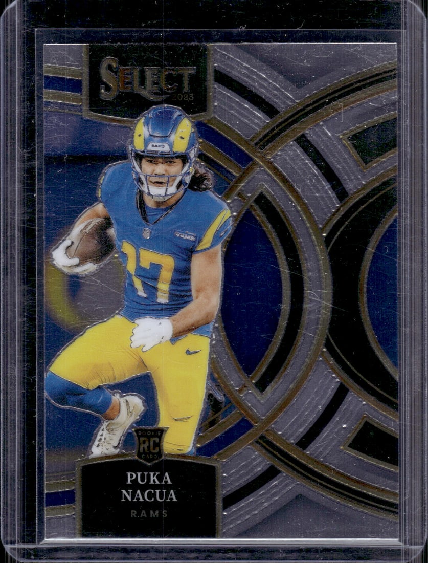 Puka Nacua Rookie Card Premier Level 2023 Select #199 Los Angeles Rams: Panini Select, Prizm, Mosaic, Contenders, Zenith, Phoenix, Illusions, Absolute, Rookie NFL Sports Trading Cards, SP, SSP, Cards, Football Cards for Sale Near Me, Superbowl & Hall of Fame Player Cards,