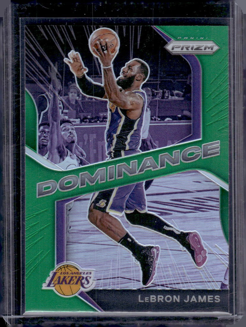 LeBron James Dominance Green Prizm 2020-21 Panini Prizm #17 Los Angeles Lakers (1 of 2)