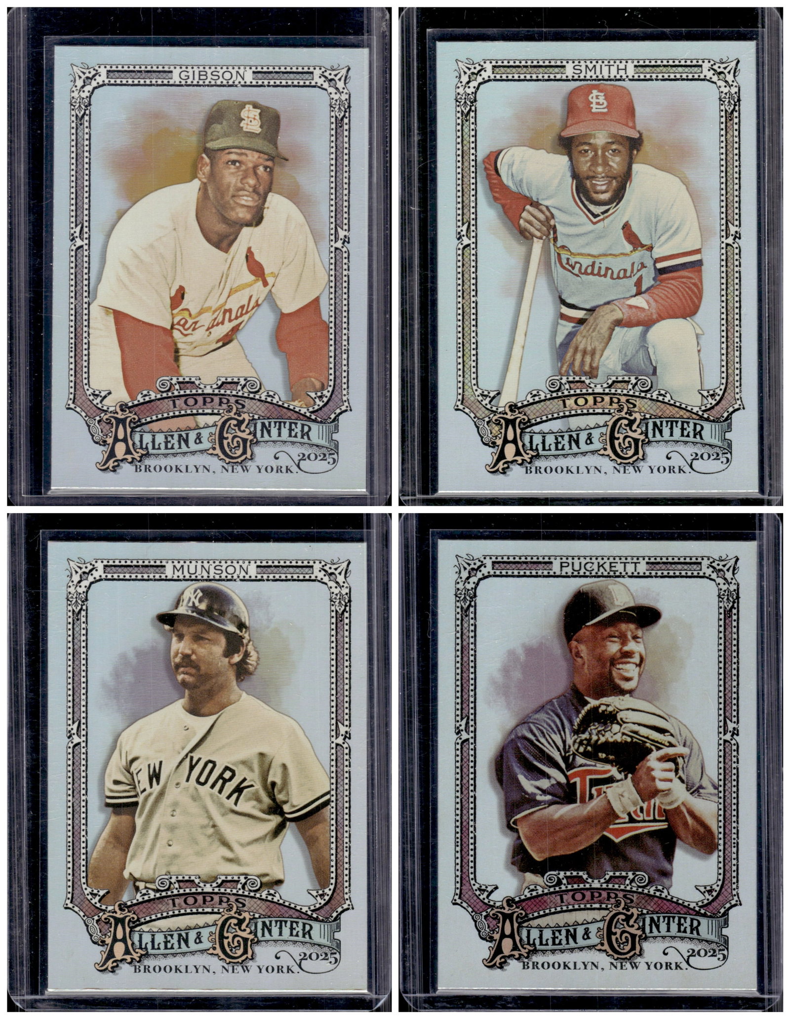 Lot of 4 2025 Allen & Ginter Silver Foils. Bob Gibson, Ozzie Smith, Thurman Munson, Puckett: Topps Baseball MLB Trading & Sports Cards, Sports Cards for Sale Near Me, World Series & Hall of Fame Players Memorabilia, Refractors, X-Fractors, Numbered, SP, SSP, Valuable Auction Memorabilia Lots