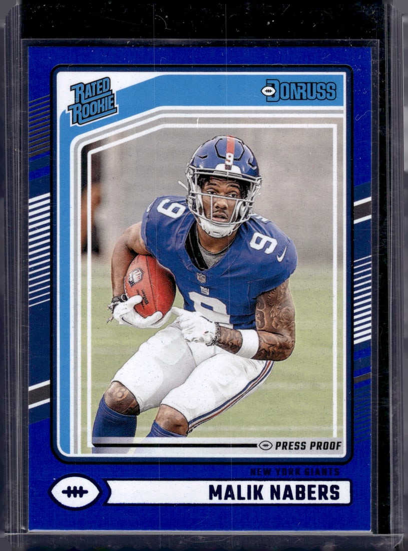 Malik Nabers Rookie Card Blue Press Proof 2024 Donruss #383 New York Giants: Panini Select, Prizm, Mosaic, Contenders, Zenith, Phoenix, Illusions, Absolute, Rookie NFL Sports Trading Cards, SP, SSP, Cards, Football Cards for Sale Near Me, Superbowl & Hall of Fame Player Cards,