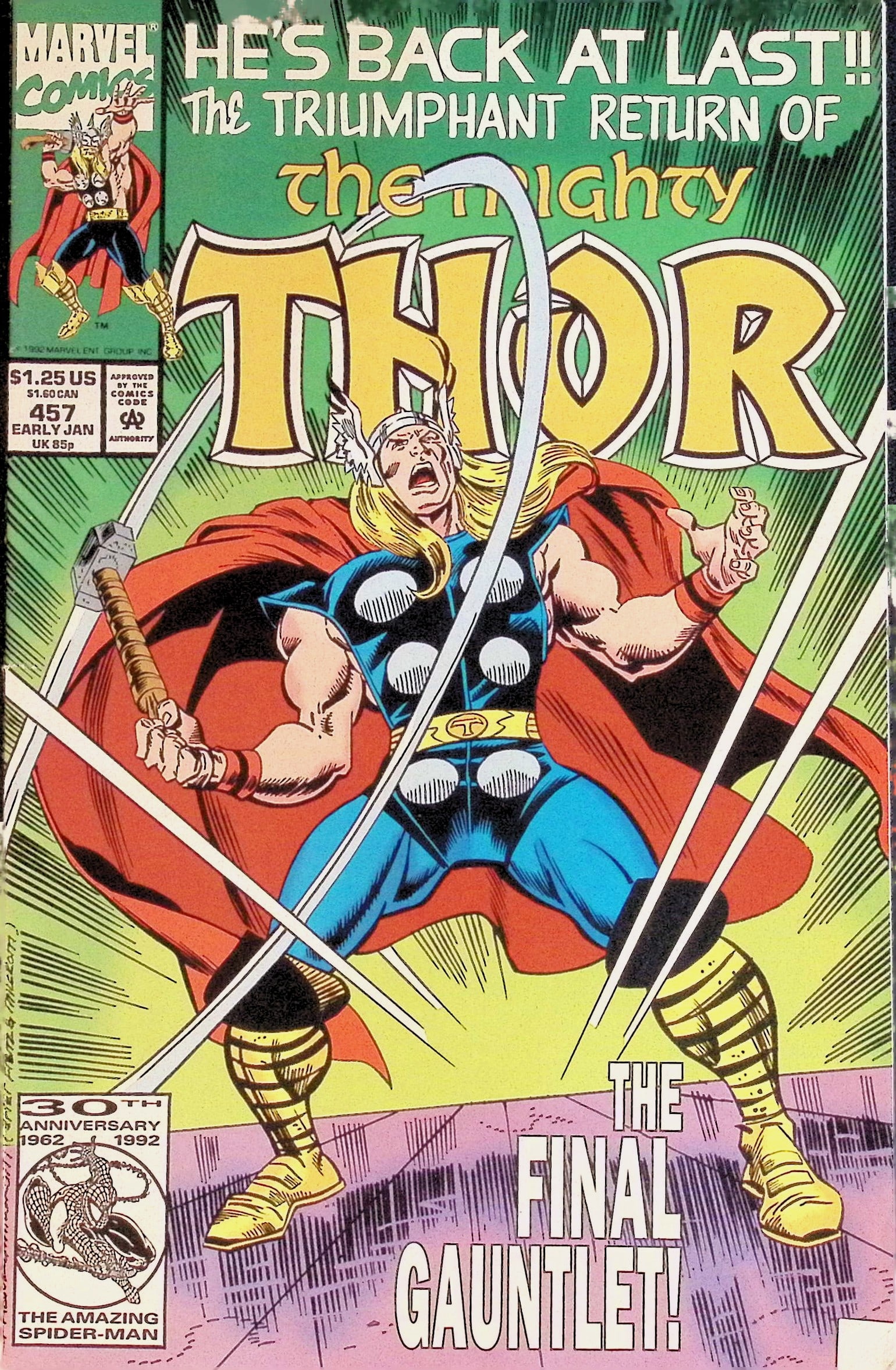 The Mighty Thor Vintage Marvel Comic book: 1993 #457 Jan (1 of 4)