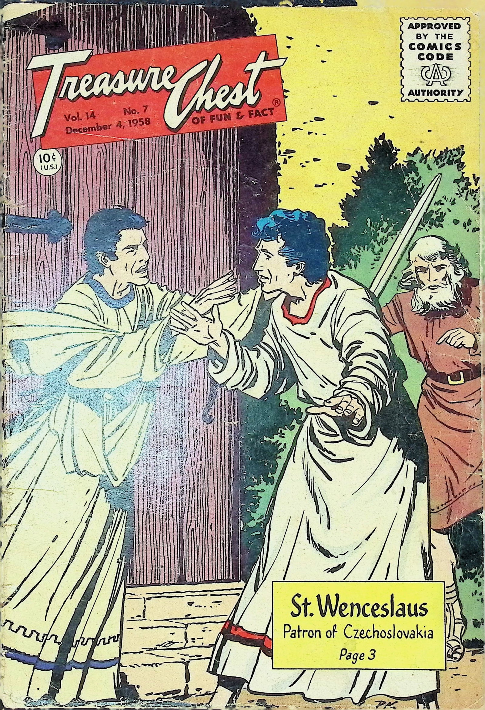 Treasure Chest of Fun & Fact St. Wenceslaus Silver Age Comic: 1958 Vol 14, No 7: All Comic Books come Bagged, Boarded, and Sleeved in a Hard PVC Top Loader, Shipping is a little more than baseball cards due to the cost of supplies, Super Heroes Collectibles, Auction Magazine Lots