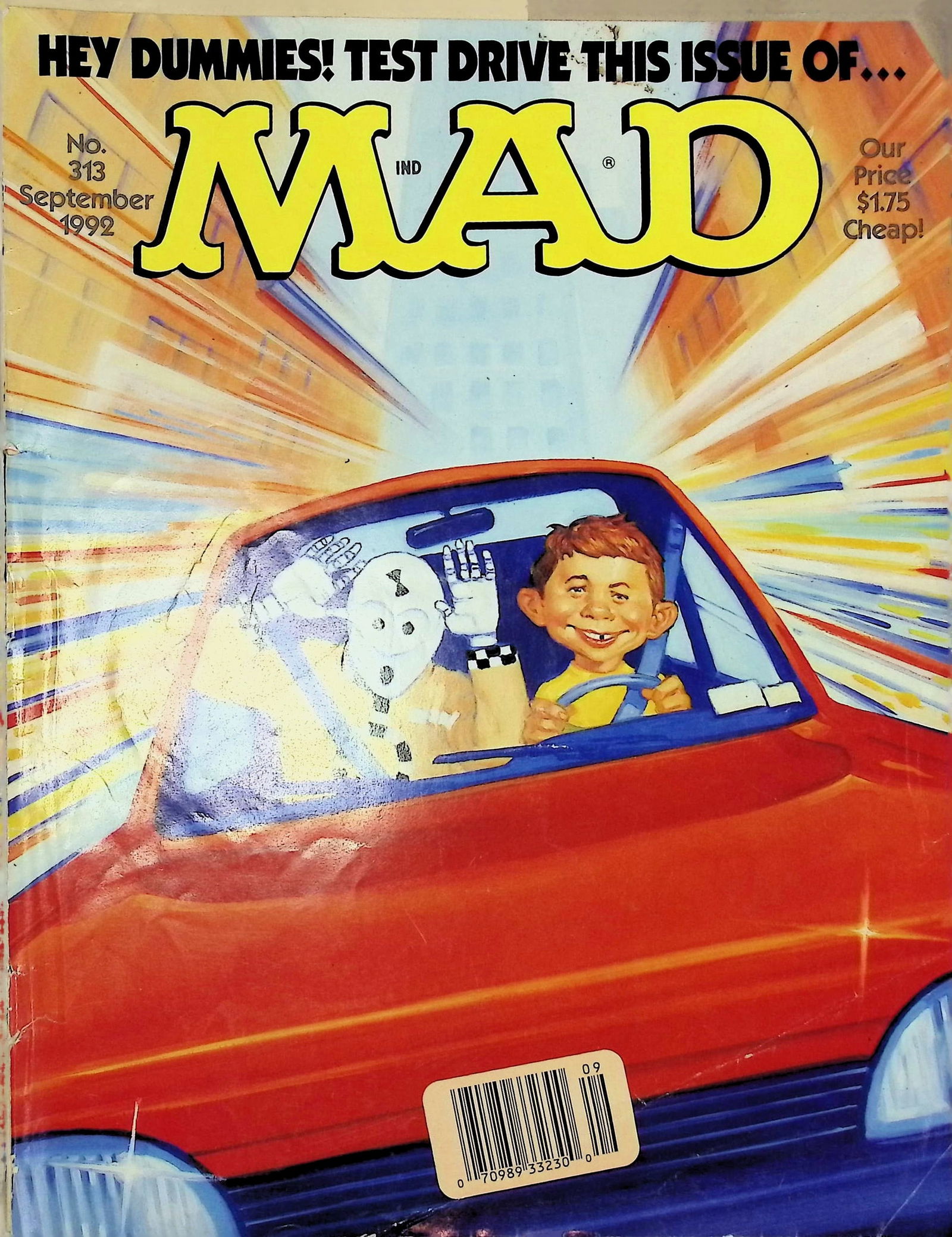 Mad Magazine 1992 #313 Sept Crash Test Dummies Cover (1 of 4)