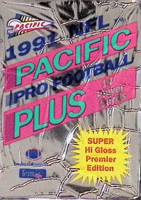 1991 Pacific Plus Premier Edition Football Retail Box Wax Pack - Super Hi Gloss!