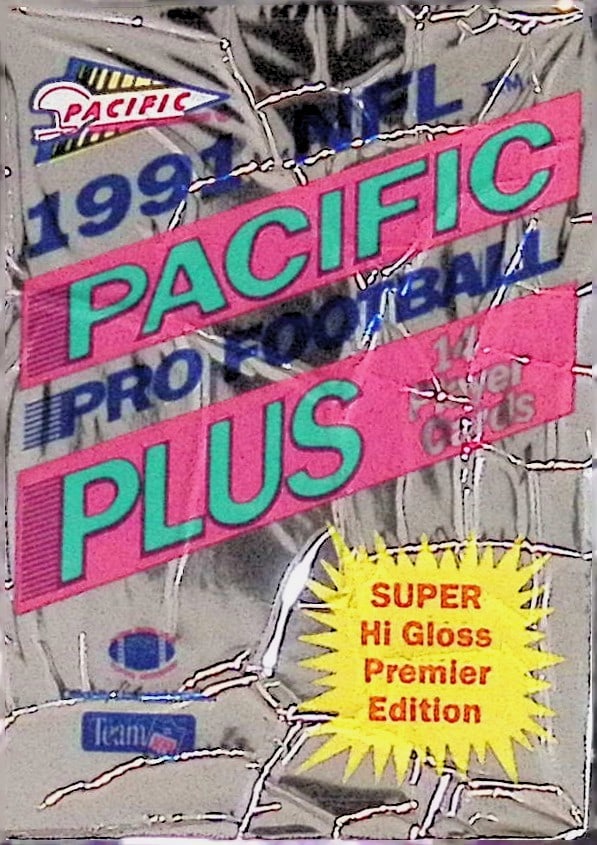 1991 Pacific Plus Premier Edition Football Retail Box Wax Pack - Super Hi Gloss! (1 of 1)