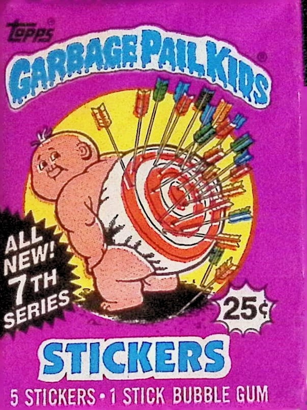 1987 Topps Vintage Garbage Pail Kids Retail Box Wax Pack - 7th Series: Sealed Packs this old have no card quality guarantees - Topps Trading Cards Sold on Line, Auction Lots for sale on line, Trading Card Stickers