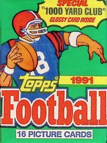 1991 Topps Football Card Retail Box Wax Pack NFL Trading Card, Sports Cards
