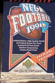 1991 Upper Deck Premier Edition Football Cards Retail Box Wax Pack, Sports Cards