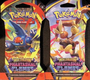 2 COUNT: 2025 Pokemon Mega Evolution Phantasmal Flames Sleeved Booster Pack