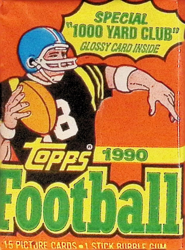 1990 Series 1 Topps Football Card Retail Box Wax Pack - Deion Sanders Rookie Card (1 of 1)