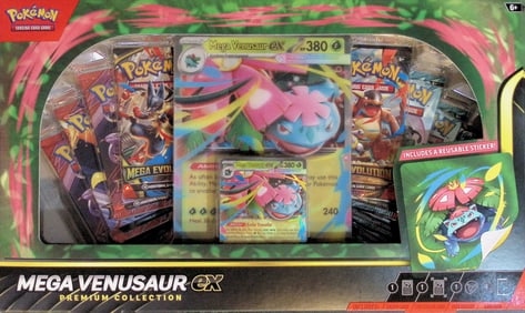 2025 Pokemon Mega Venusaur Premium Collection Box: 8 Booster Packs, Oversized, Foil Promo Card