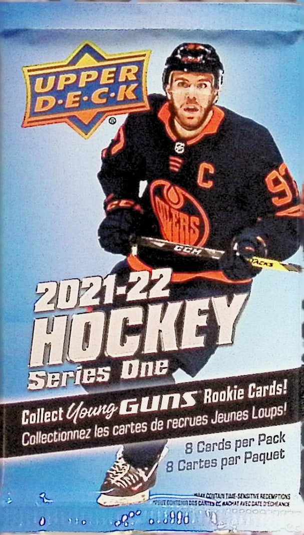 2021-22 Upper Deck Series 1 Hockey Card Factory Sealed Retail Box Pack - Young Guns Rookie Cards (1 of 1)