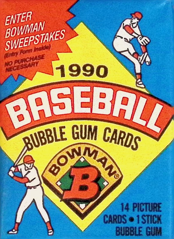 1990 Bowman Vintage Baseball Cards Retail Box Wax Pack Sports Cards MLB Trading Cards (1 of 1)