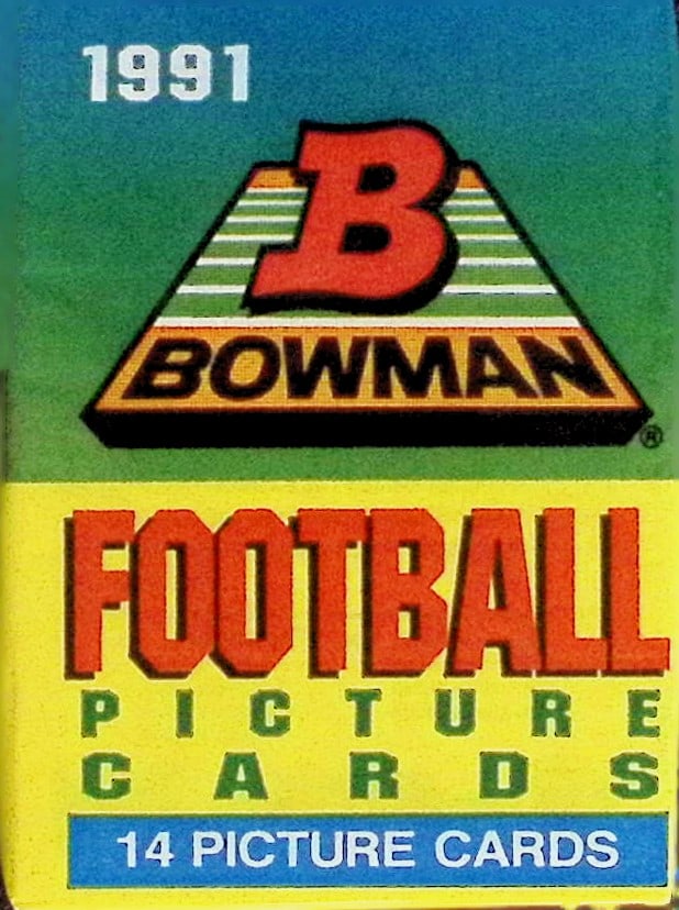 1991 Bowman Vintage Football Card Retail Box Wax Pack - Emmitt Smith Rookie Card: Vintage Valuable Football NFL Trading & Sports Cards, Old Sports Cards Sold On Line, Auction Lots Sold On Line, Super Bowl and Hall of Fame Players, Dallas Cowboys, Buffalo Bills, Steelers, 49ers, Joe
