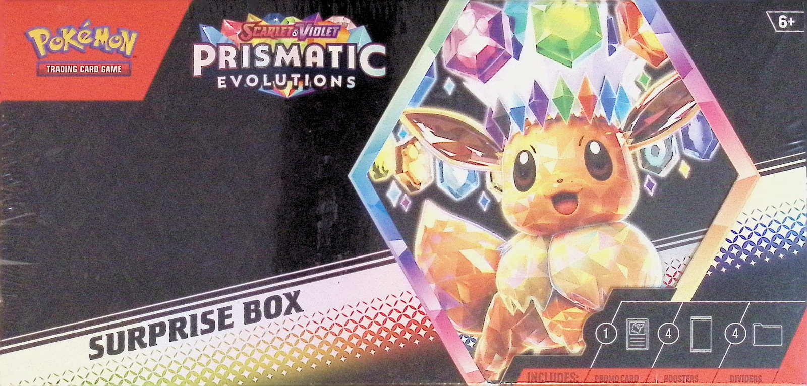 Pokemon Scarlet & Violet Prismatic Evolutions Surprise Box: 1 Foil Promo Card & 4 Booster Packs (1 of 2)