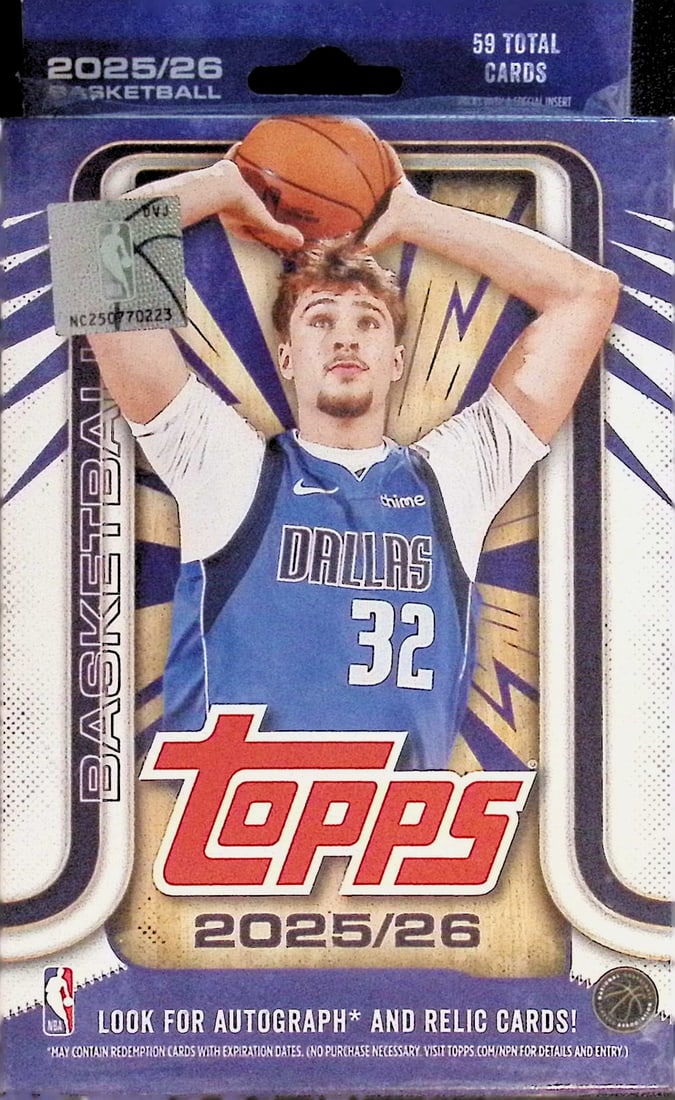 2025-26 Topps Basketball Card HANGER BOX - RC'S: Cooper Flagg, Stephon Castle, VJ Edgecombe: Topps Basketball NBA Trading & Sports Cards, Rookie Cards in this set are Cooper Flagg, Dylan Harper, Ace Bailey, V J Edgecombe, Kon Knueppel , Autographs, Signatures, Green Topps Logo Refractor, Auct