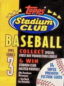 1993 Topps Stadium Club Series 3 Vintage Baseball Retail Box Wax Pack