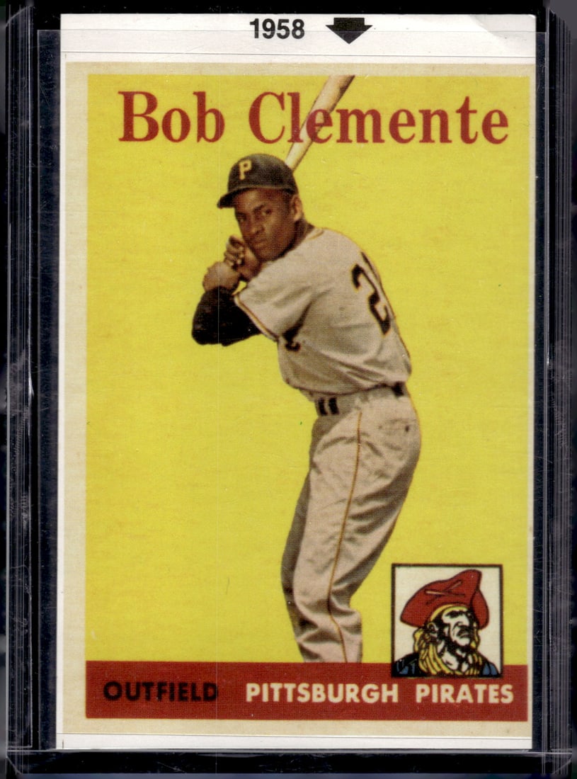 Roberto Clemente 1990 Giant Eagle Reprint Sticker of 1958 Topps Card (1 of 2)