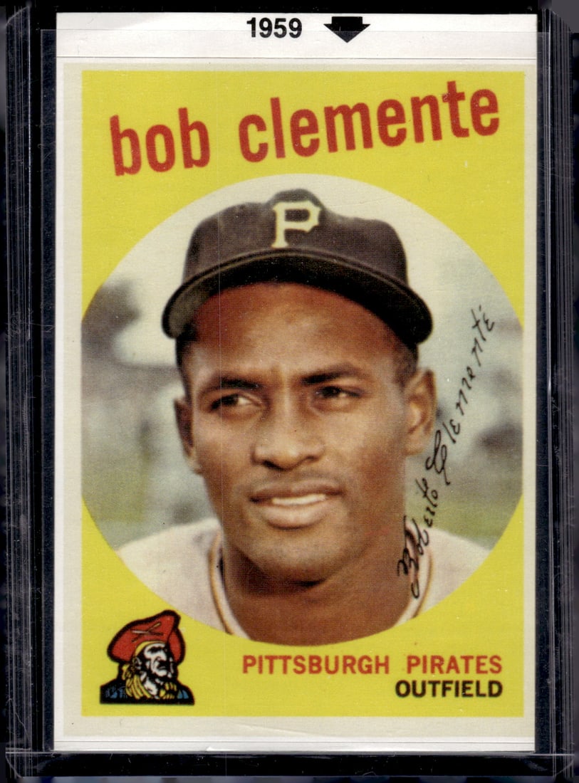 Roberto Clemente 1990 Giant Eagle Reprint Sticker of 1959 Topps Card (1 of 2)