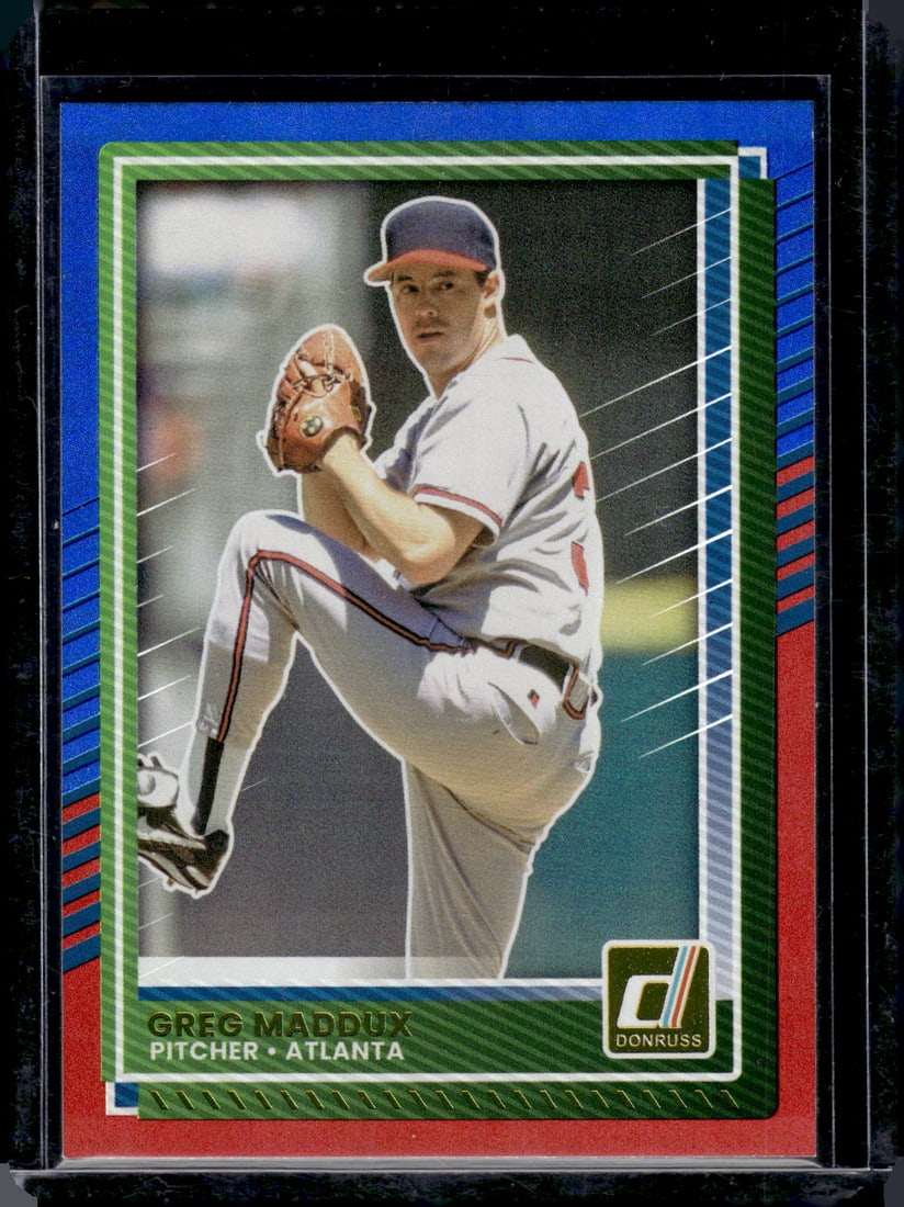 Greg Maddux Blue/Red Foil 2025 Donruss #9 Atlanta Braves (1 of 2)