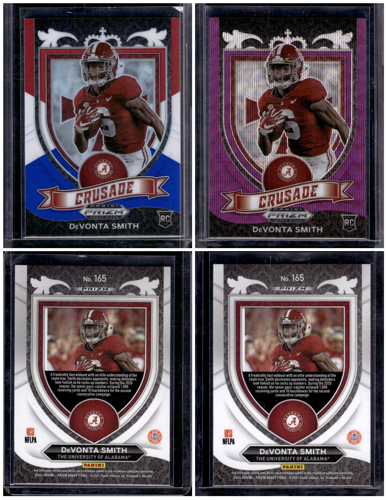 Lot of 2 DeVonta Smith Prizm Draft Picks RCs. Purple Wave Prizm & Red White Blue Prizm (1 of 1)