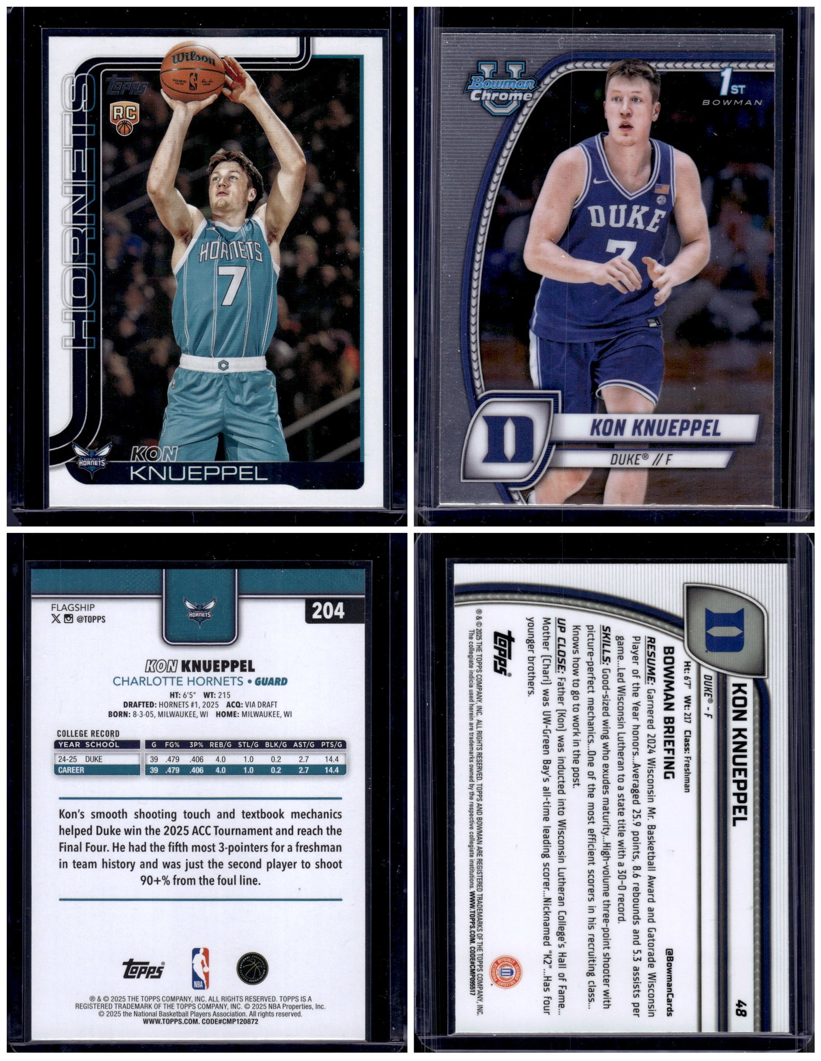 Lot of 2 Kon Knueppel Cards. Topps Rookie Card & 1st Bowman Chrome (1 of 1)