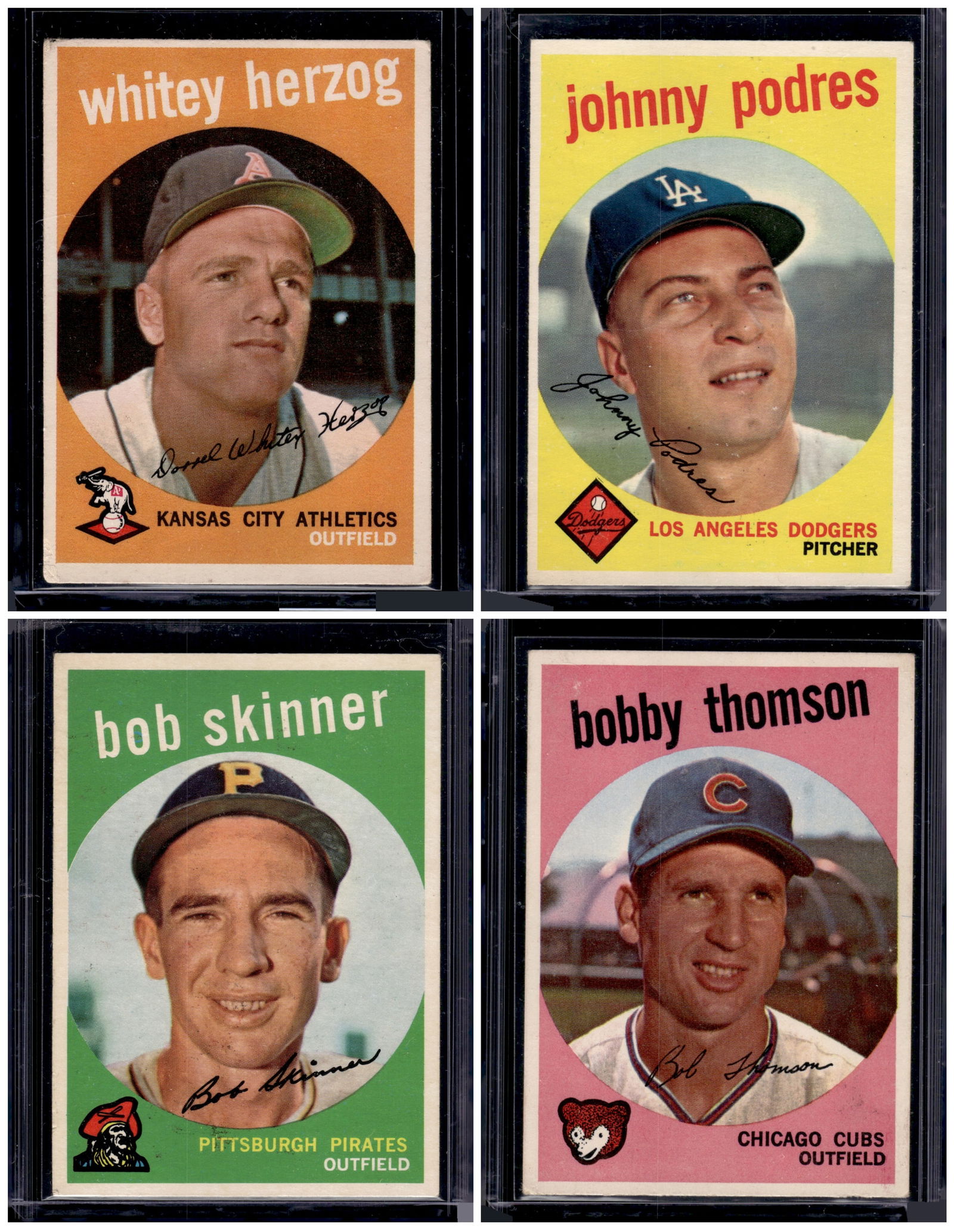 Lot of 4 1959 Topps Vintage Baseball Cards. All Different, Conditions Vary, See Pictures (1 of 2)