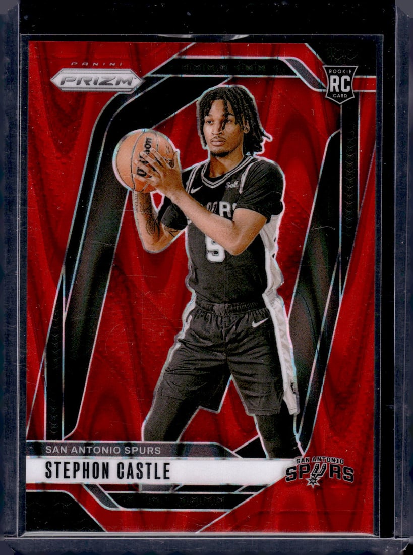 Stephon Castle Rookie Card Red Seismic /299 2024-25 Prizm #234 San Antonio Spurs (1 of 2)