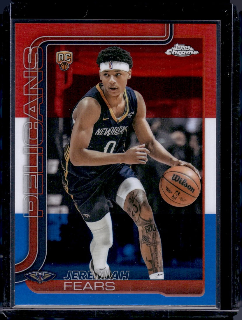 Jeremiah Fears Rookie Card Red White Blue Refractor 2025-26 Topps Chrome #257 Pelicans (1 of 2)