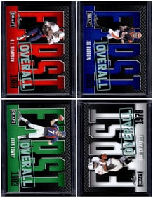 Lot of 4 2023 Leaf Draft First Overall Cards. OJ Simpson, Joe Burrow, John Elway, Earl Campbell