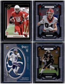 Lot of 4 NFL WR Rookie Cards. Harrison Jr., McConkey, Addison, Burden III