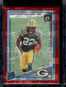 Matthew Golden Rookie Card Red Pandora Prizm 2025 Donruss Optic Preview #311 Packers