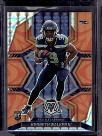 Kenneth Walker Rookie Card Orange Reactive Prizm 2022 Mosaic #308 Seahawks