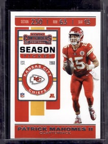 Patrick Mahomes Season Ticket 2019 Panini Contenders #39 Chiefs