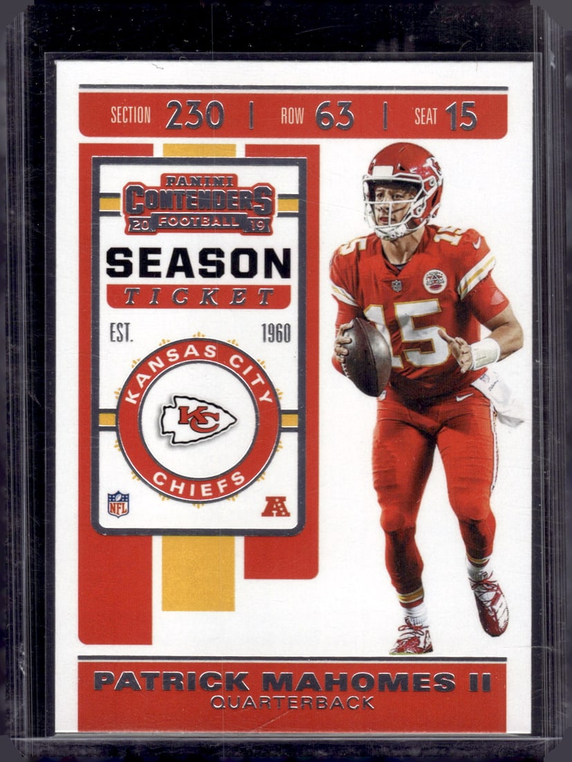 Patrick Mahomes Season Ticket 2019 Panini Contenders #39 Chiefs (1 of 2)