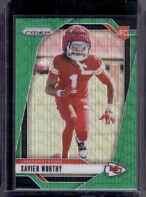 Xavier Worthy Rookie Card Green Wave Prizm 2024 Panini Prizm #399 Kansas City Chiefs