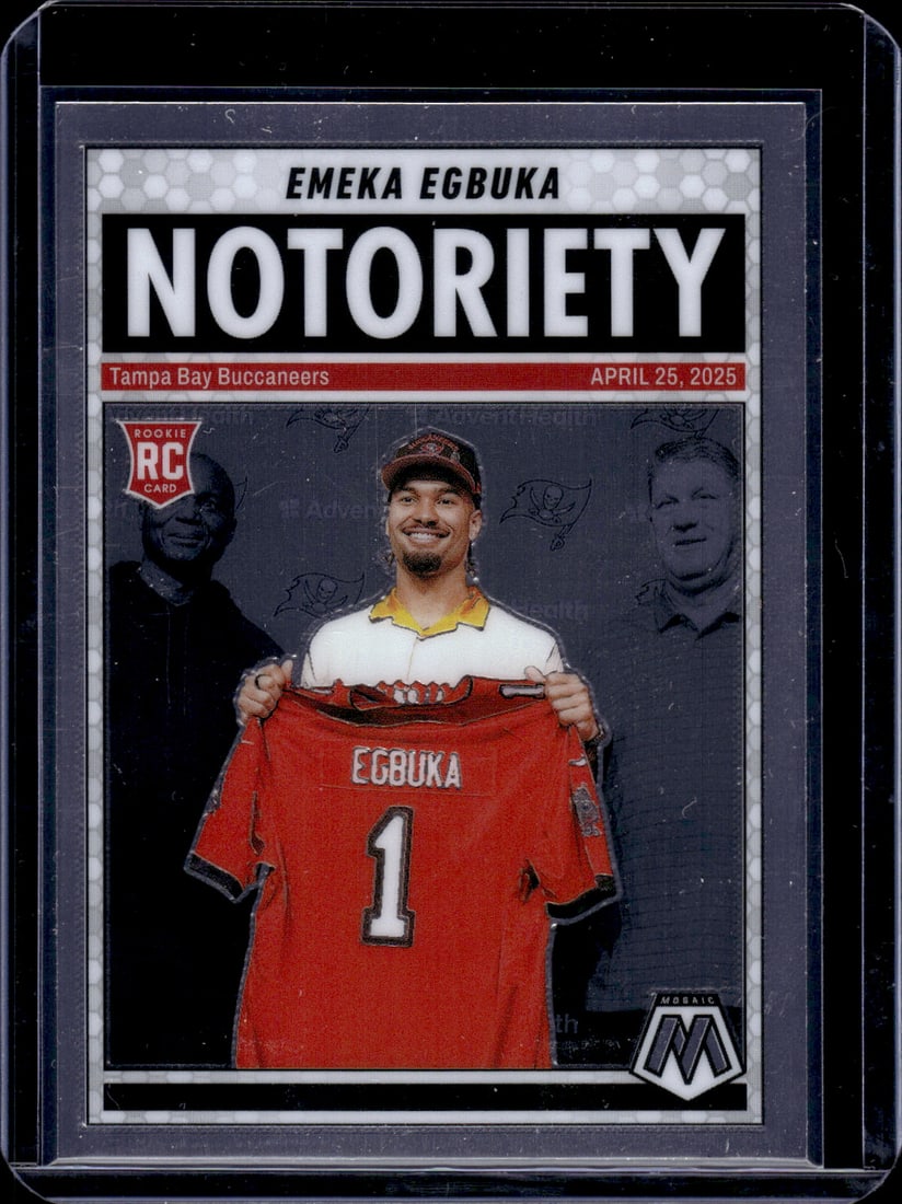 Emeka Egbuka Rookie Card Notoriety 2025 Mosaic #16 Tampa Bay Buccaneers (1 of 2)