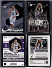 Lot of 2 Tyrese Haliburton Rookie Cards. Mosaic NBA Debut #264 & Chronicles Luminance #149