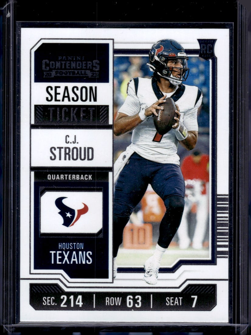 Cj Stroud Rookie Card Season Ticket 2023 Contenders #40 Houston Texans (1 of 2)