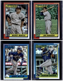 Lot of 4 2025 Topps Baseball Foil Inserts. Mickey Mantle, Joe DiMaggio, Witt Jr., Chourio