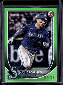 Julio Rodriguez Neon Green /399 2025 Bowman #79 Seattle Mariners