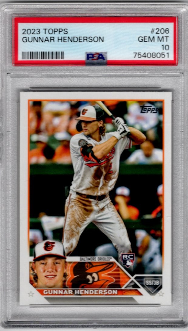 Gunnar Henderson Rookie Card 2023 Topps #206 PSA 10 Baltimore Orioles (1 of 2)