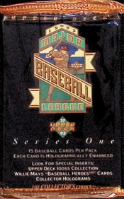 1993 Upper Deck Vintage Series 1 Baseball Card Retail box Wax Pack- MLB Sports Trading Card