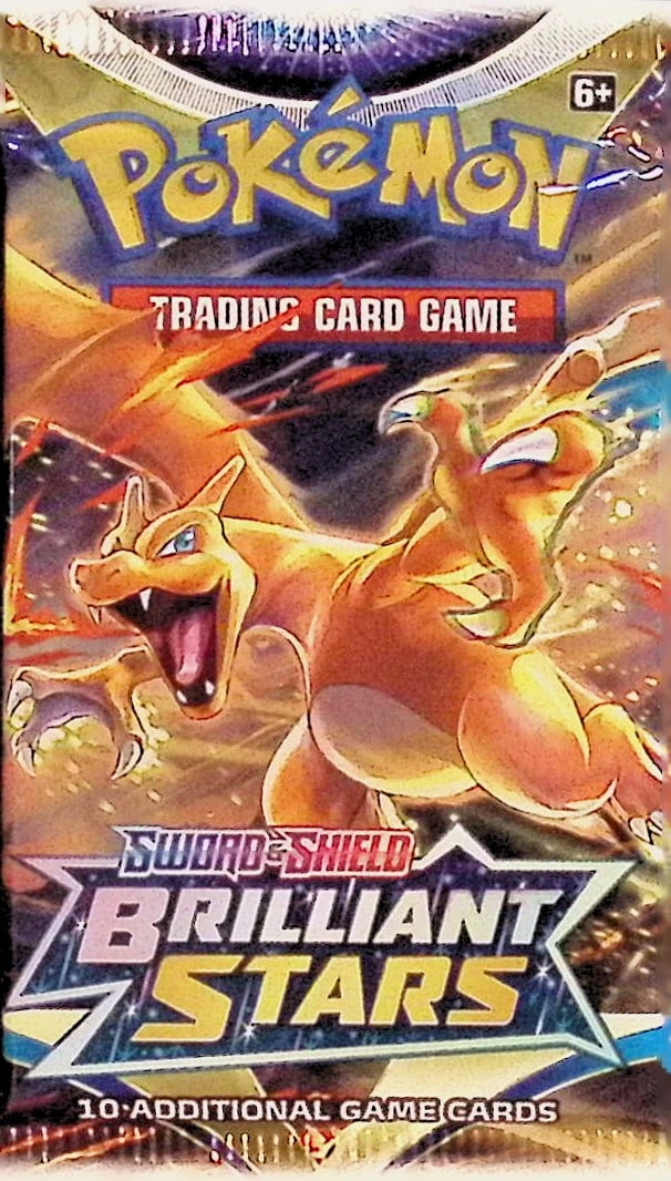 Pokemon Sword and Shield Brilliant Stars 10 Card Booster Pack Charizard Pikachu Holo Rare Cards (1 of 1)