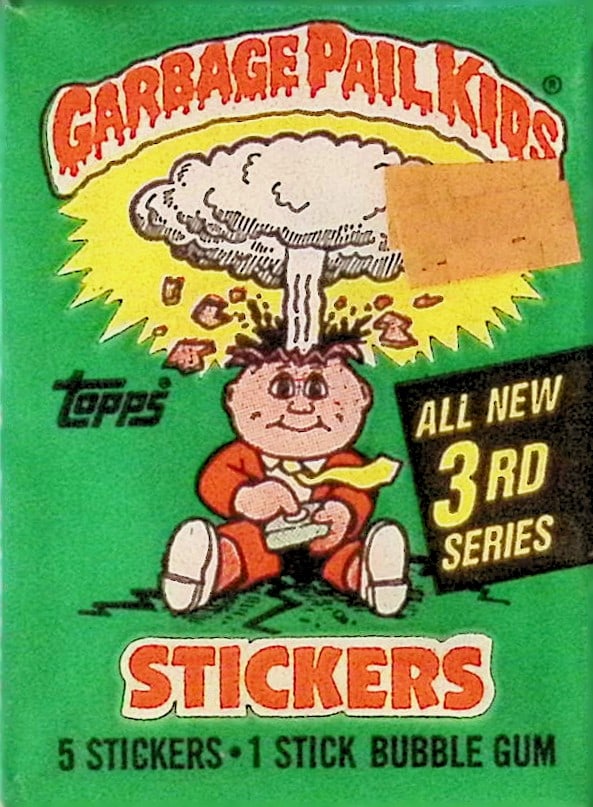 1986 Topps Vintage Garbage Pail Kids Retail Box Wax Pack - 3rd Series: Sealed Packs this old have no card quality guarantees - Topps Trading Cards Sold on Line, Auction Lots for sale on line, Trading Card Stickers