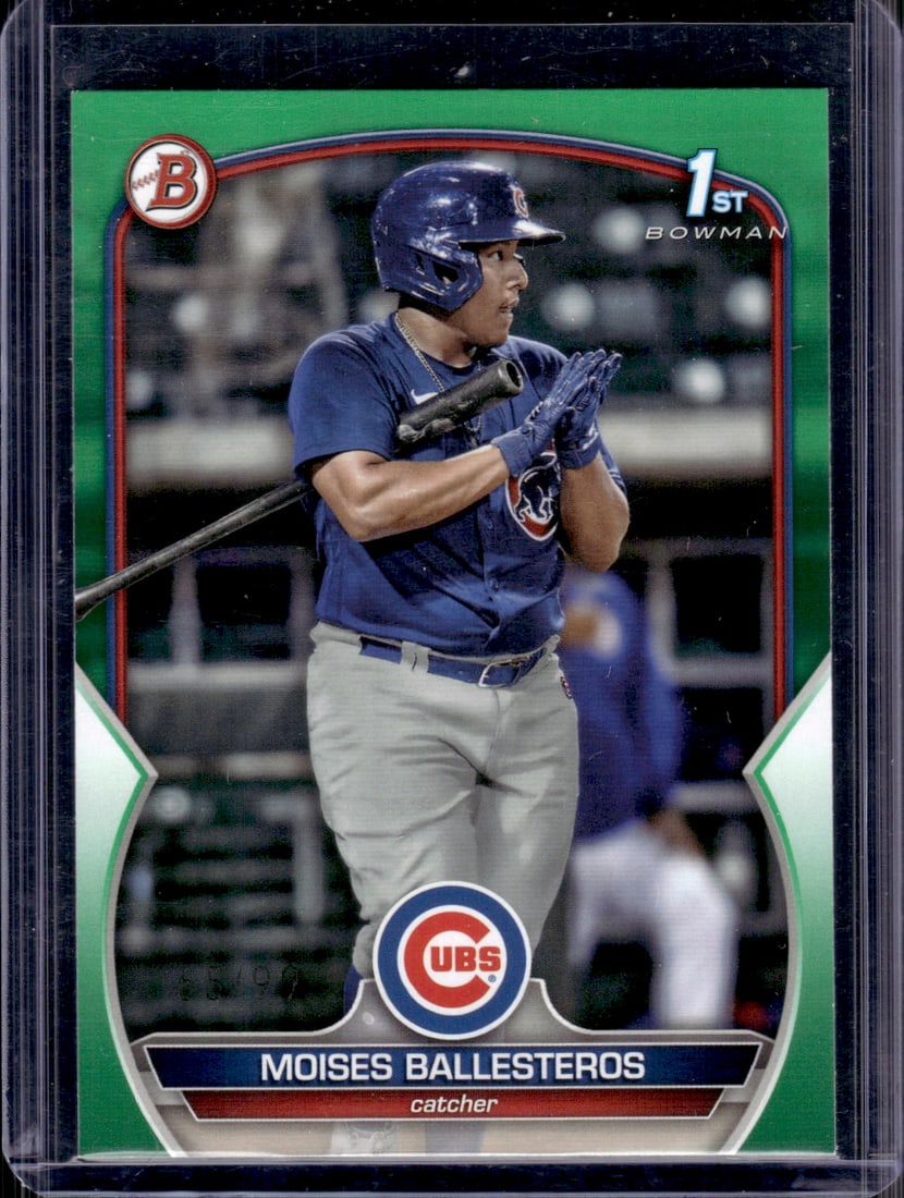 Moises Ballesteros 1st Bowman Green /99 2023 Bowman #BP-11 Chicago Cubs (1 of 2)