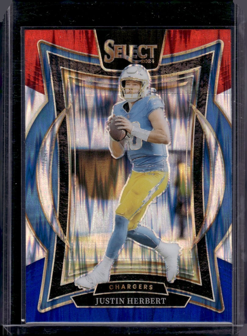 Justin Herbert Red/Blue Shock Prizm 2024 Select #41 Los Angeles Chargers (1 of 2)